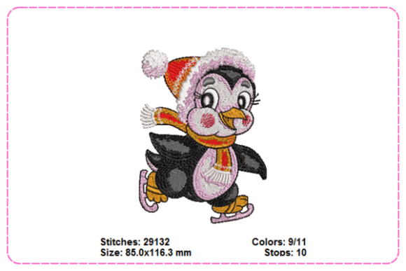 Christmas Penguin Embroidery Designs