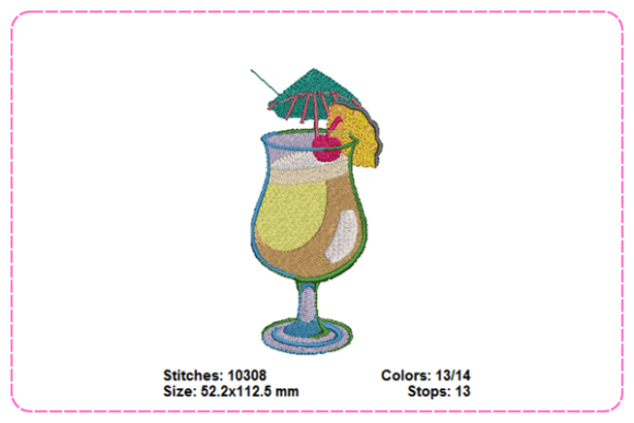 Cocktail Drink Embroidery Designs