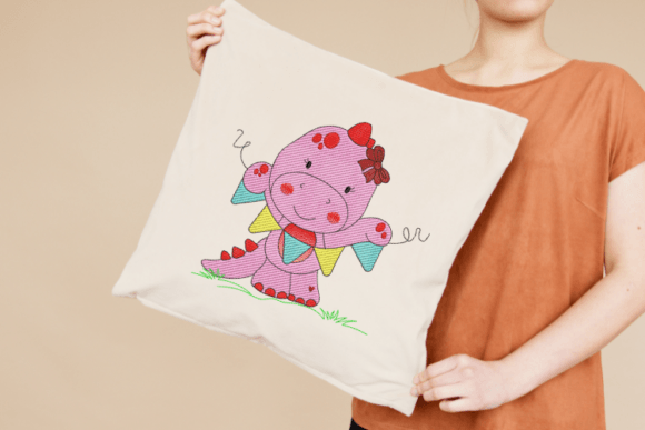 Dino Girl Embroidery Design