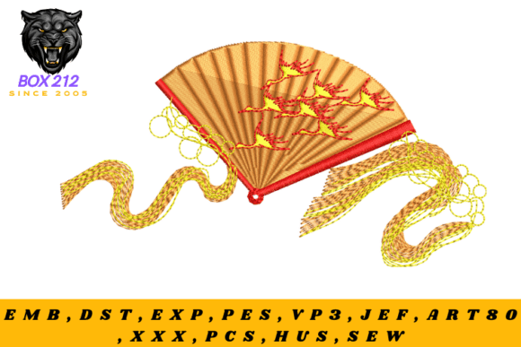 Elegant Hand Fan Embroidery Design