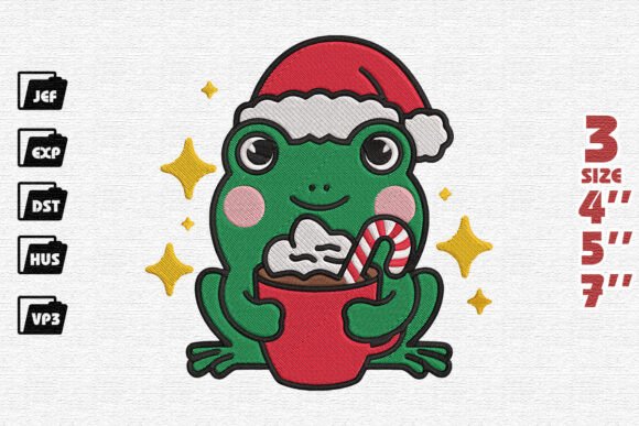 Frog Wishes and Christmas Kisses Embroidery