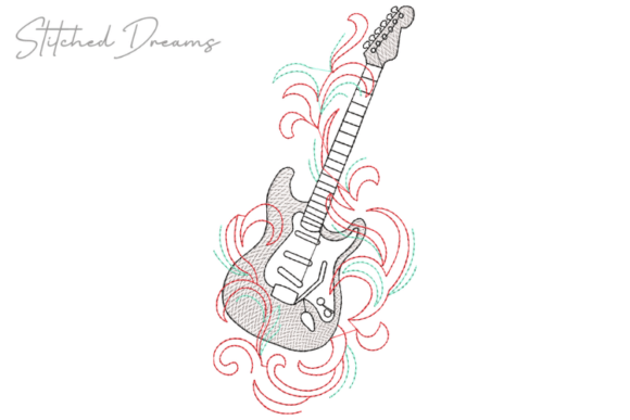 Guitar Embroidery Design