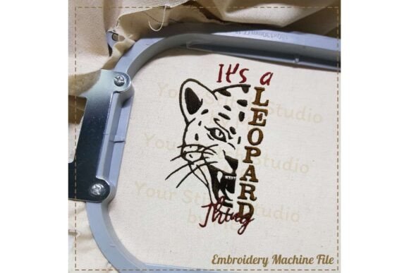 Leopard Embroidery Design Mascot School