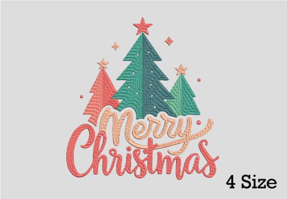 Merry Christmas Tree Embroidery Design