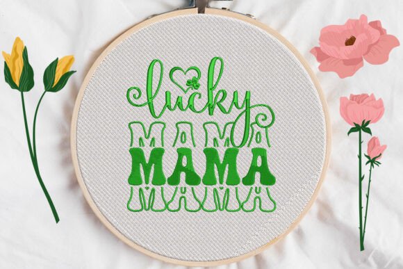 Patriks Day Heart MAMA Lucky Embroidery