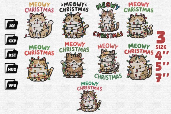 Set of 9 Cute Cat Christmas Embroidery Review