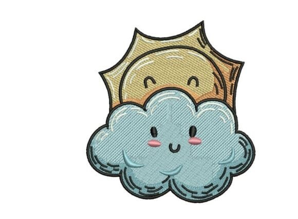 Sun and Clouds Embroidery Design